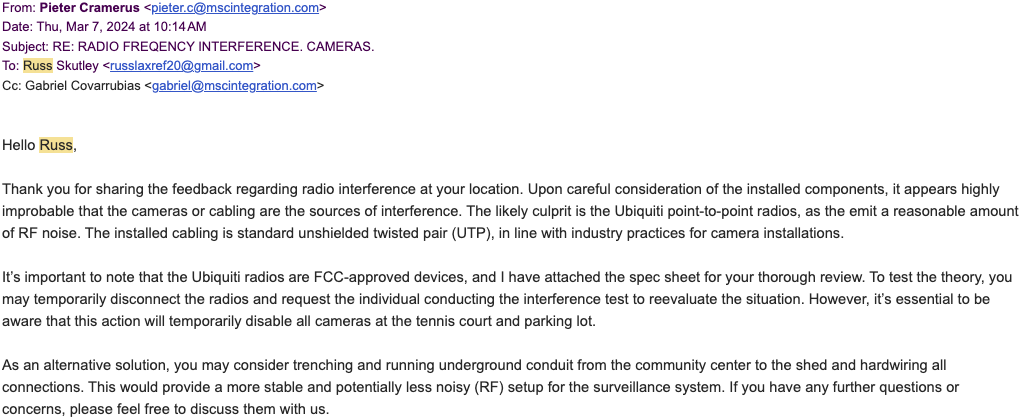 email from mister security camera of sacramento