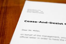 image of generic cease and desist document.